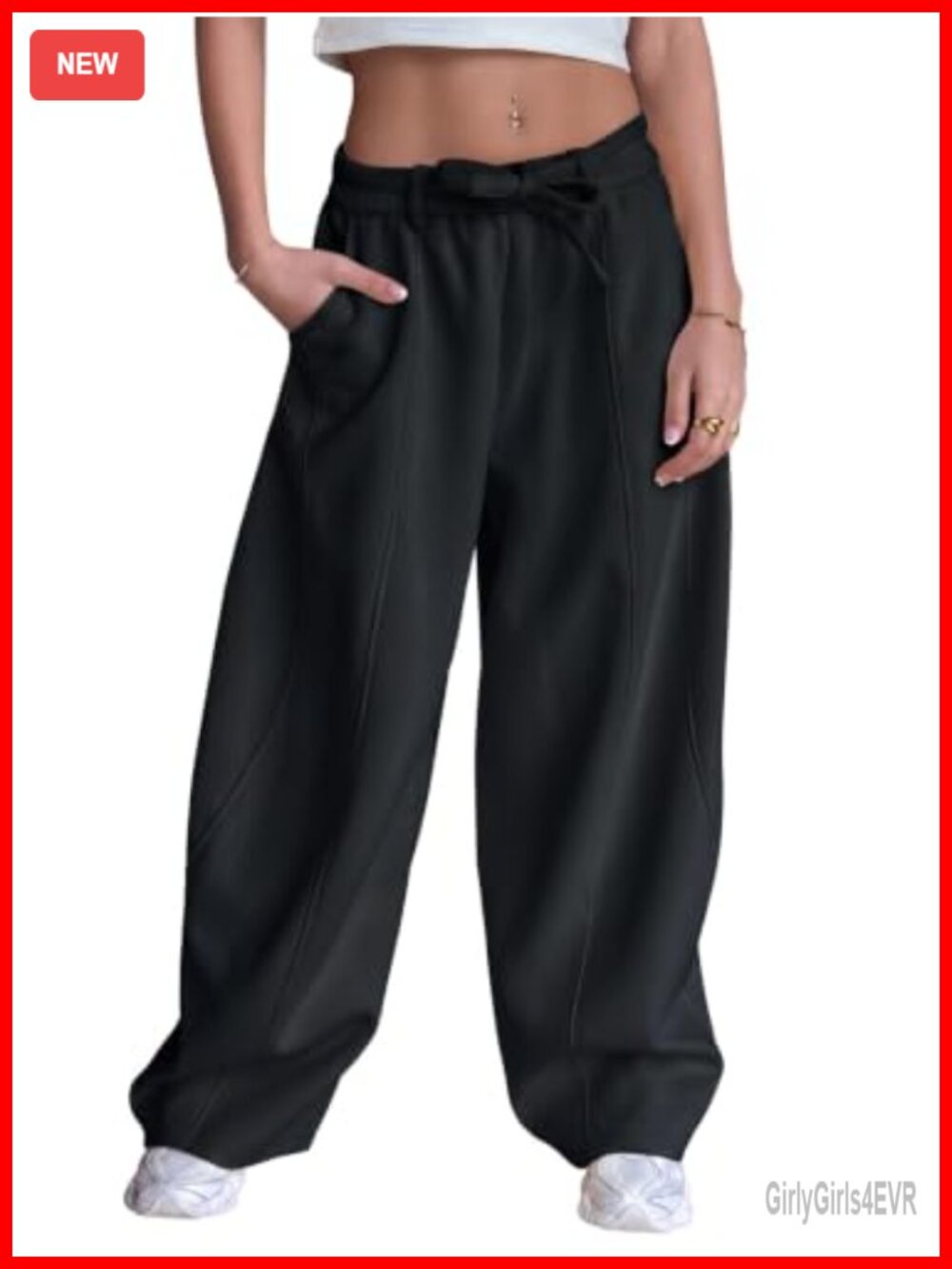 Wide Leg Sweatpants High Waist Bowknot Drawstring Lounge Pants with Pockets